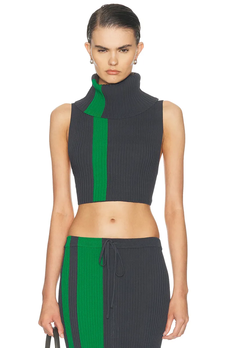 Christopher Esber Mach Stripe Turtleneck Cropped Tank Top | Thumbnail 2 Christopher Esber Mach Stripe Turtleneck Cropped Tank Top | Thumbnail 2