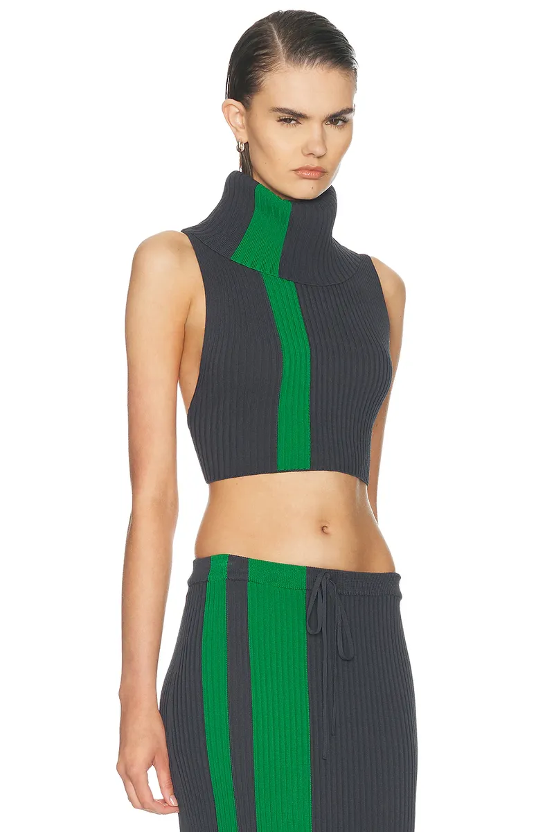 Christopher Esber Mach Stripe Turtleneck Cropped Tank Top | Thumbnail 3 Christopher Esber Mach Stripe Turtleneck Cropped Tank Top | Thumbnail 3