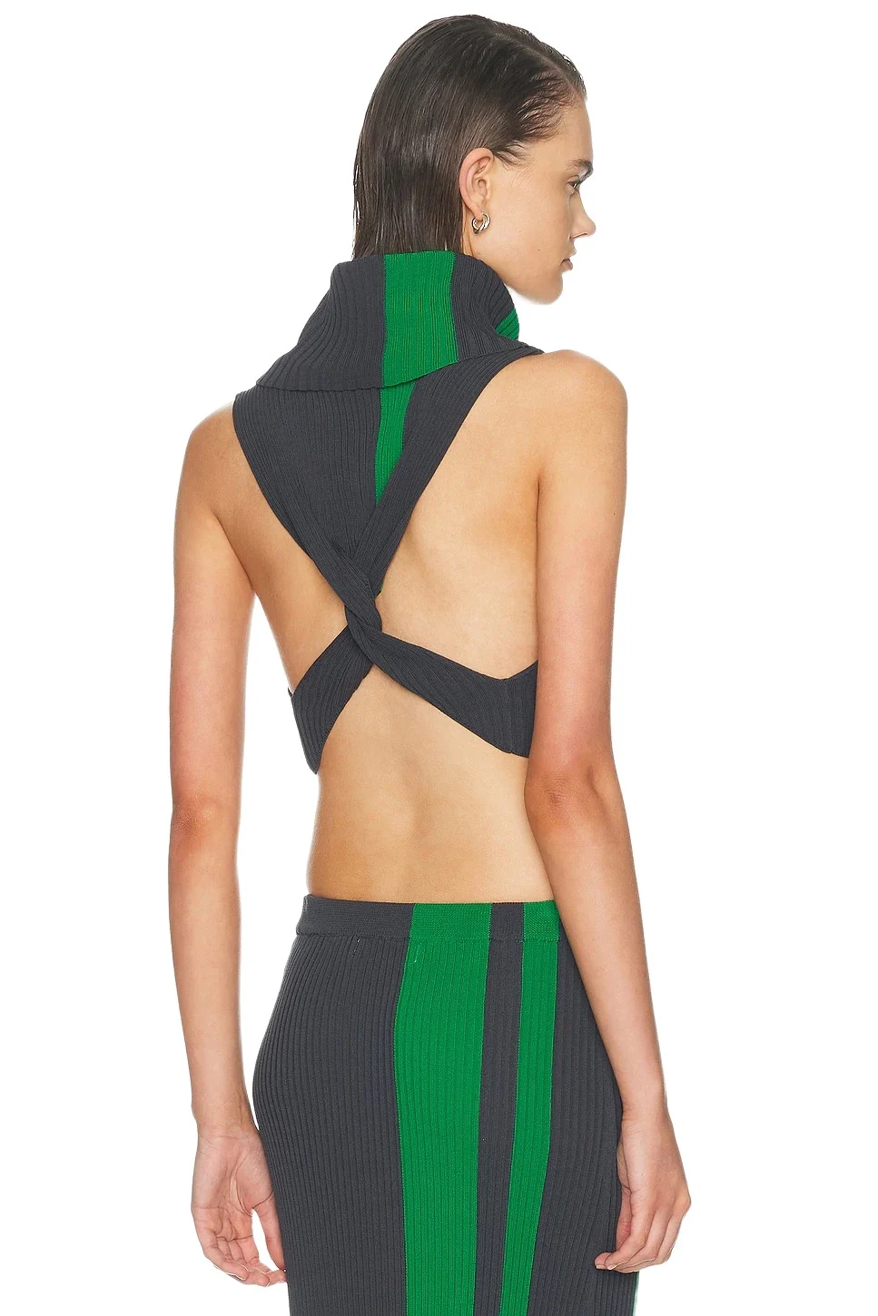 Christopher Esber Mach Stripe Turtleneck Cropped Tank Top