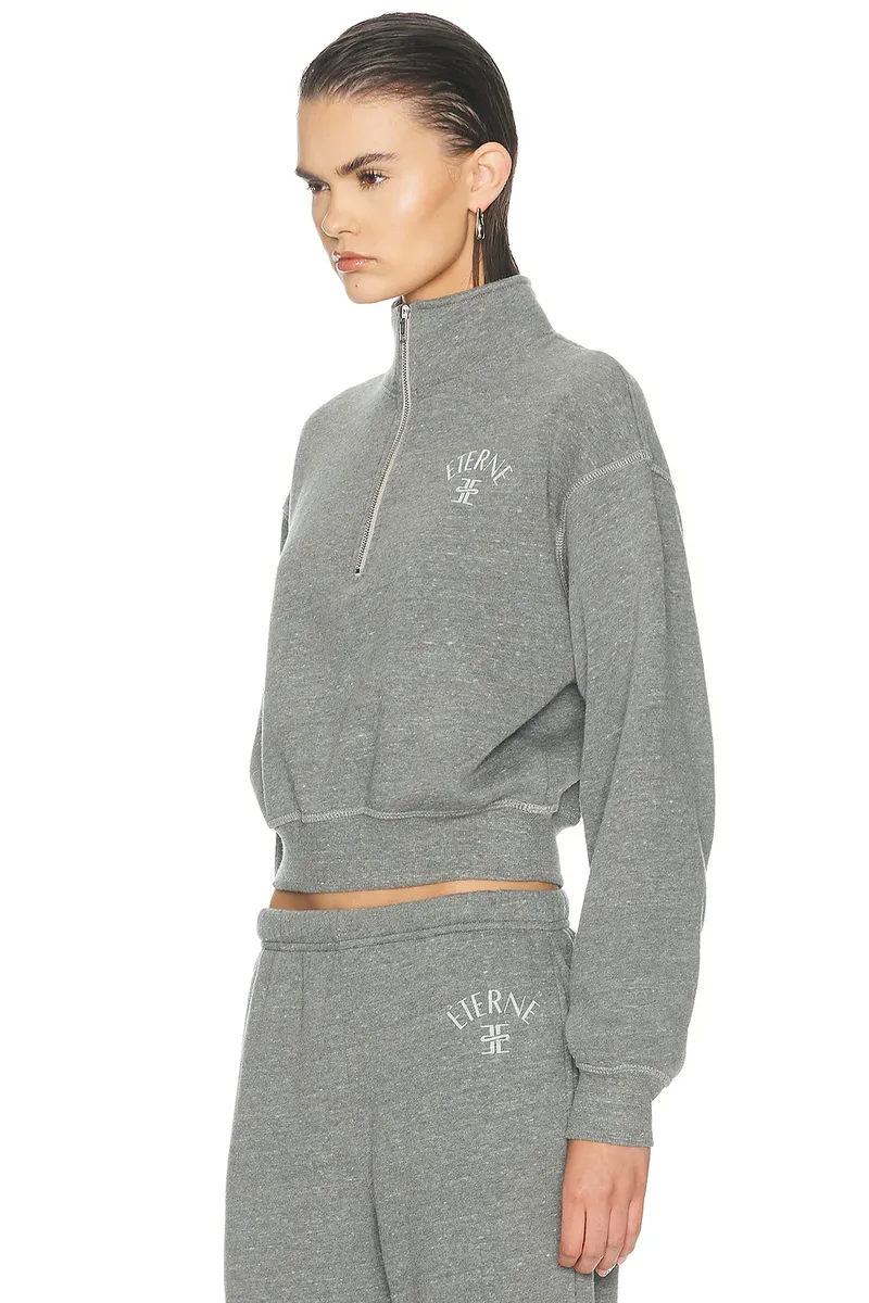 ÉTERNE Cropped Half Zip Tri Blend Fleece Sweatshirt | Thumbnail 3 ÉTERNE Cropped Half Zip Tri Blend Fleece Sweatshirt | Thumbnail 3