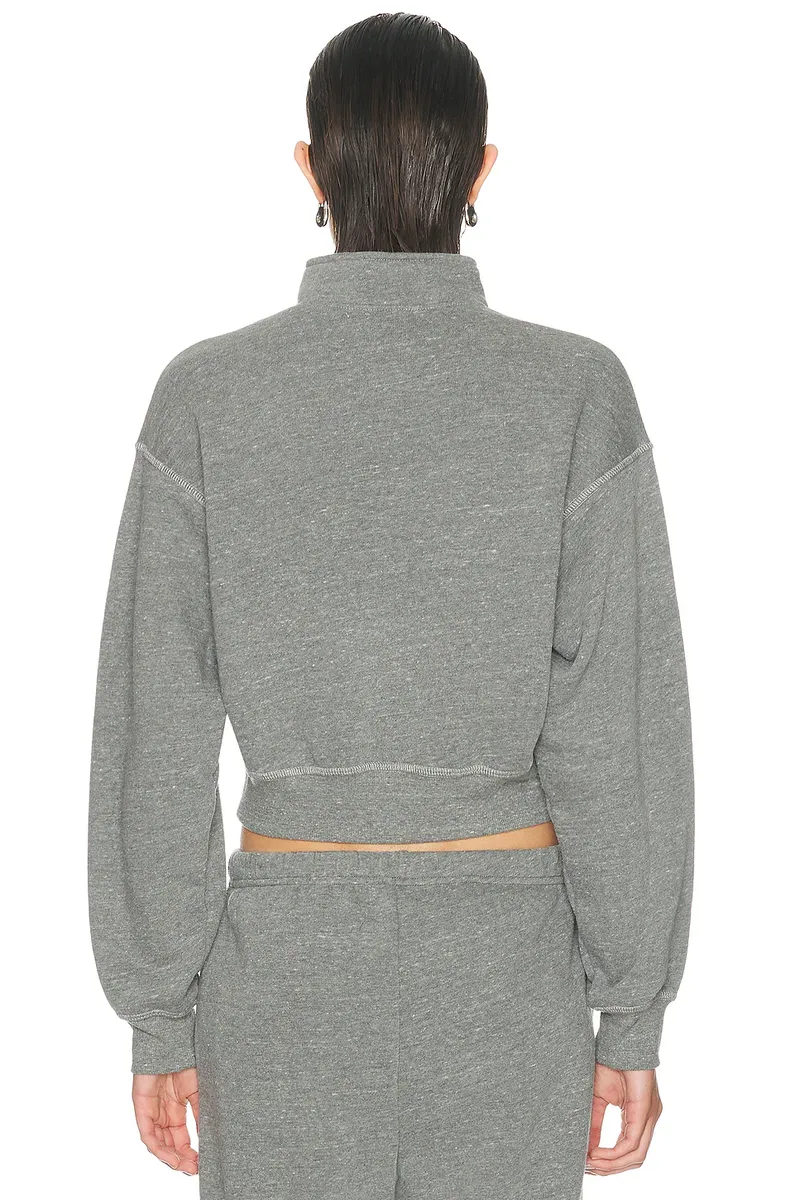 ÉTERNE Cropped Half Zip Tri Blend Fleece Sweatshirt | Thumbnail 4 ÉTERNE Cropped Half Zip Tri Blend Fleece Sweatshirt | Thumbnail 4