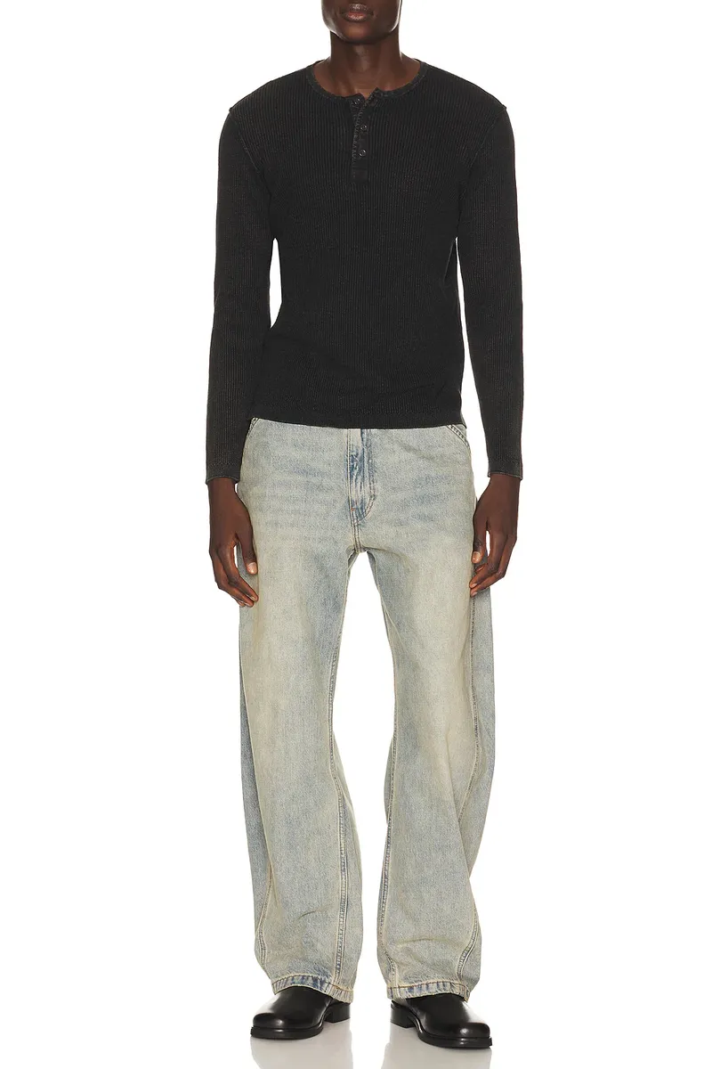 SCHOTT Stonewashed Henley Sweater | Thumbnail 3 SCHOTT Stonewashed Henley Sweater | Thumbnail 3