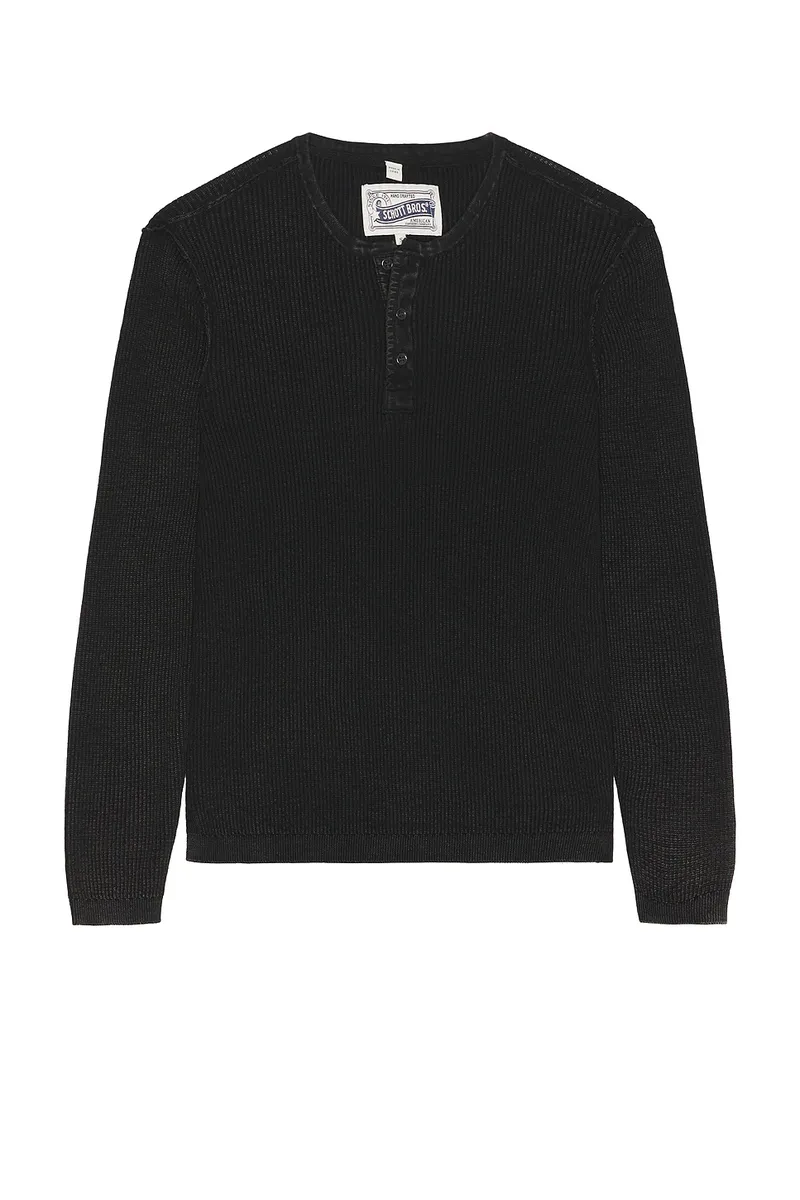 SCHOTT Stonewashed Henley Sweater | Thumbnail 4 SCHOTT Stonewashed Henley Sweater | Thumbnail 4