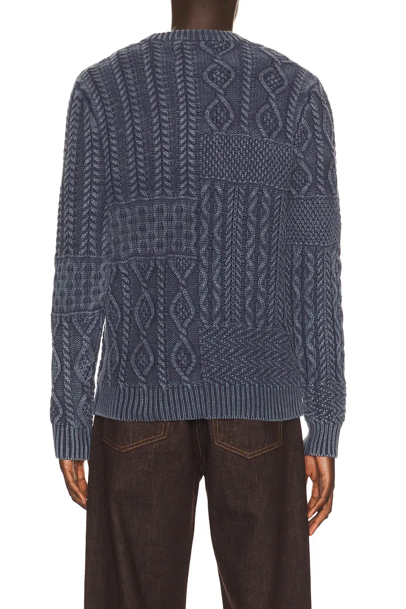 SCHOTT Stonewashed Patchwork Cotton Sweater | Thumbnail 2