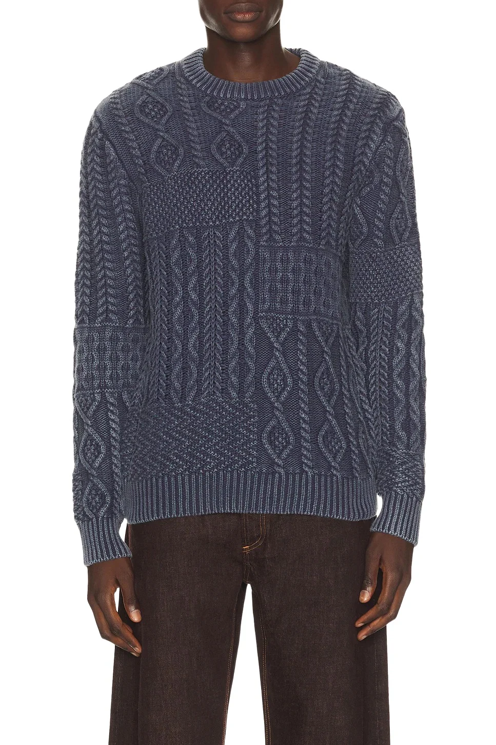 SCHOTT Stonewashed Patchwork Cotton Sweater
