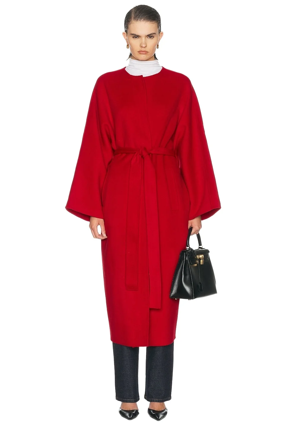 Auter Collarless Cashmere Coat