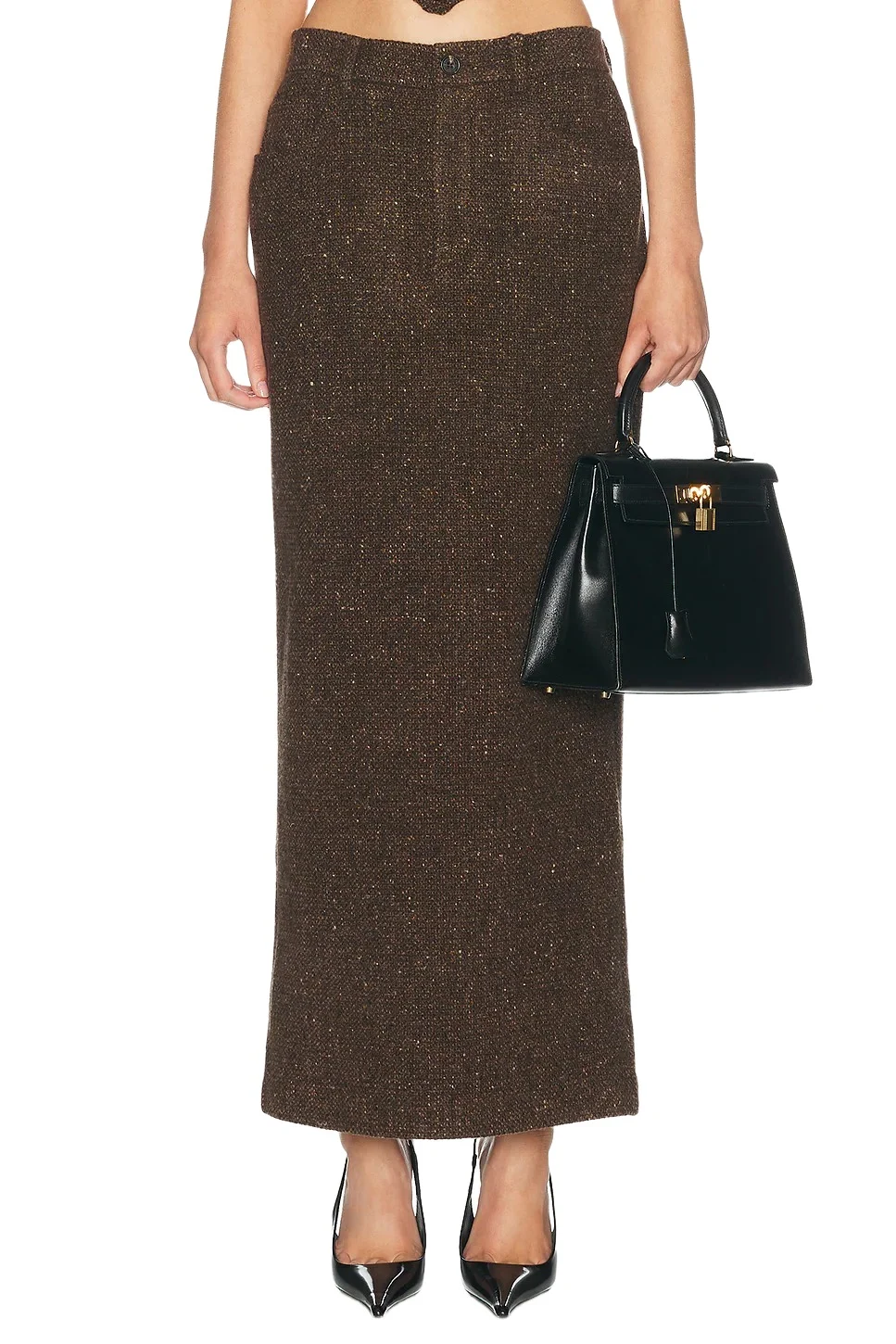 Ralph Lauren Collection Textured Tweed Maxi Pencil Skirt
