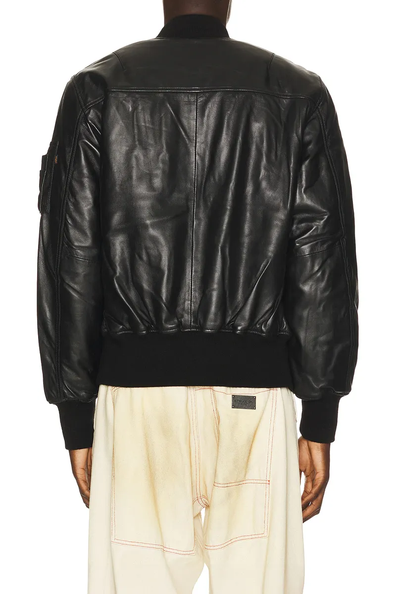 Alpha Industries MA-1 Heritage Fit Leather Flight Jacket | Thumbnail 2 Alpha Industries MA-1 Heritage Fit Leather Flight Jacket | Thumbnail 2