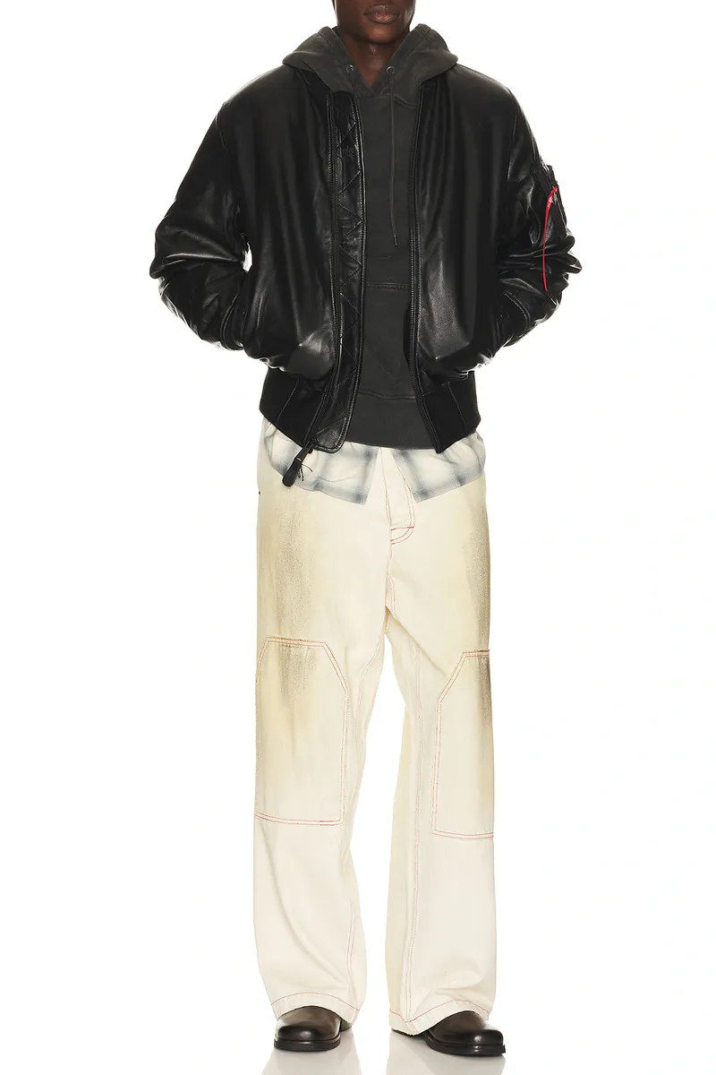 Alpha Industries MA-1 Heritage Fit Leather Flight Jacket | Thumbnail 3 Alpha Industries MA-1 Heritage Fit Leather Flight Jacket | Thumbnail 3