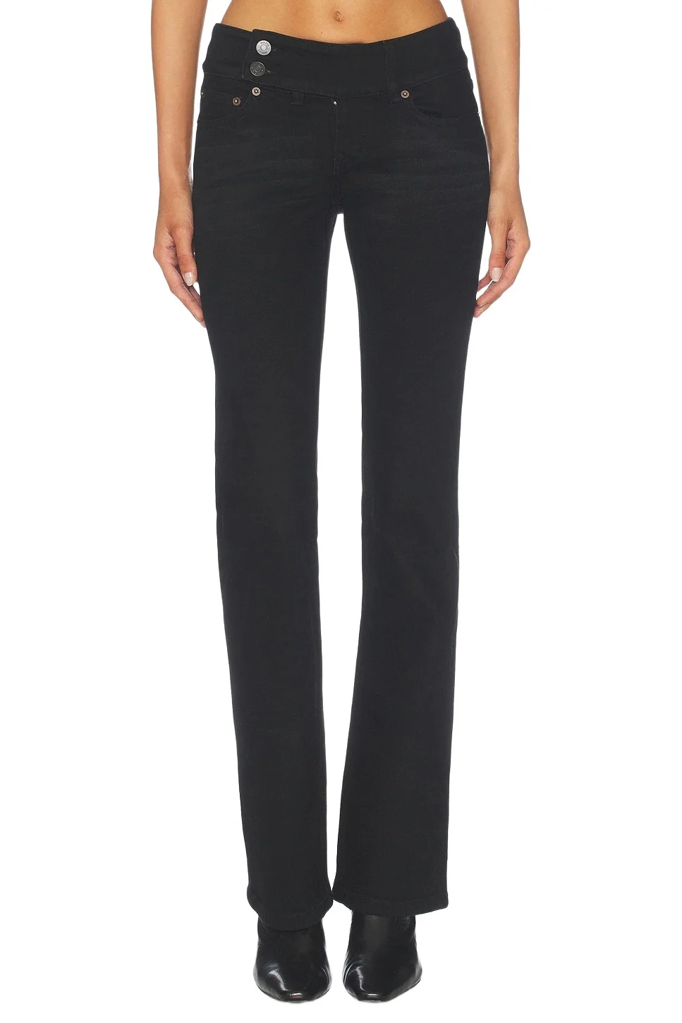 Guizio Malia Low Rise Belted Flare Denim Jeans