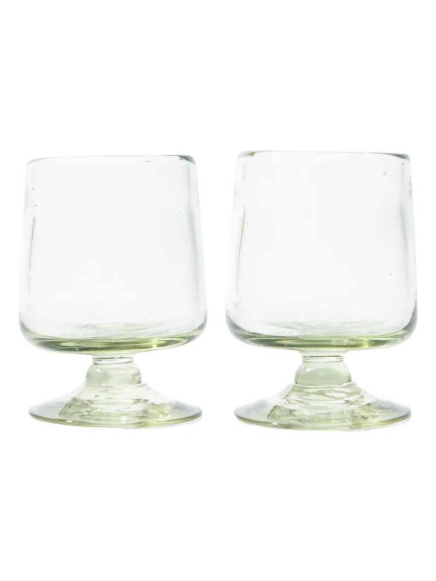Hand Blown Short Stem Wine Glasses Set Of 2