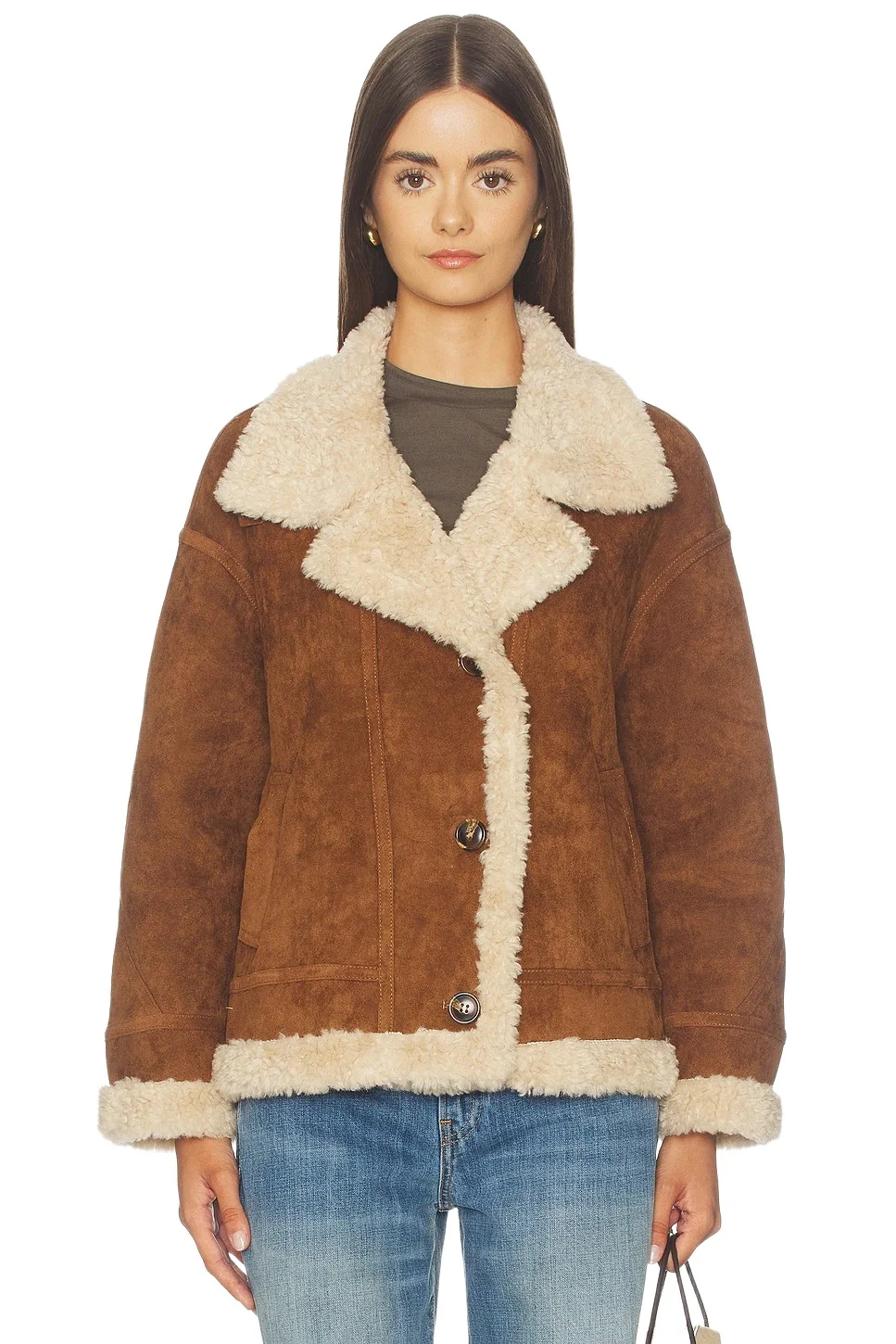 Cubic London Cropped Oversized Faux Shearling Jacket