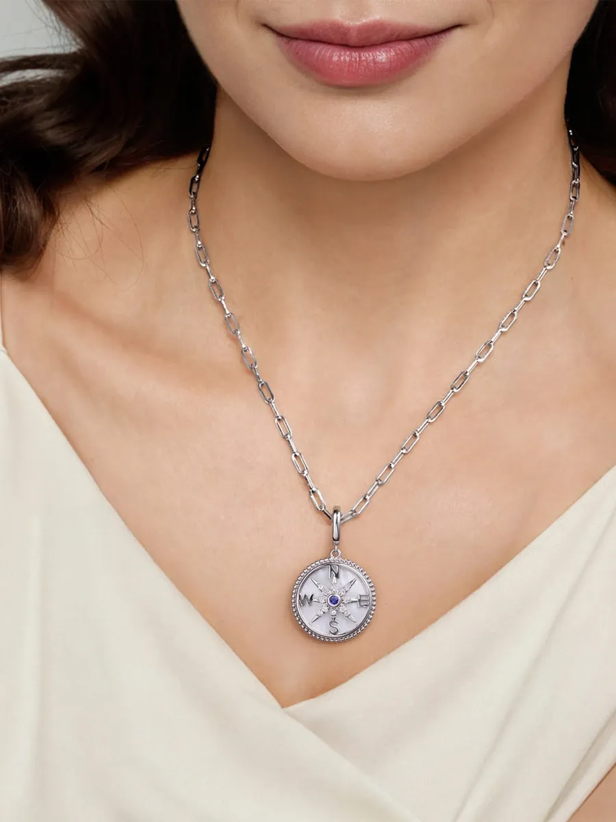 Gabriel & Co Women's Bujukan Sterling Silver, Mother-Of-Pearl & Sapphire Compass Pendant | Thumbnail 2 Gabriel & Co Women's Bujukan Sterling Silver, Mother-Of-Pearl & Sapphire Compass Pendant | Thumbnail 2