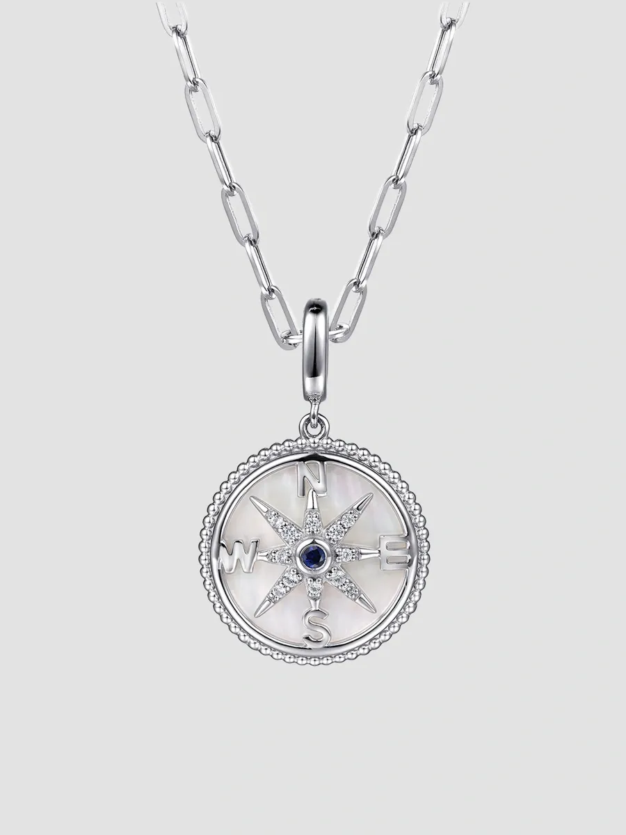 Gabriel & Co Women's Bujukan Sterling Silver, Mother-Of-Pearl & Sapphire Compass Pendant | Thumbnail 4 Gabriel & Co Women's Bujukan Sterling Silver, Mother-Of-Pearl & Sapphire Compass Pendant | Thumbnail 4