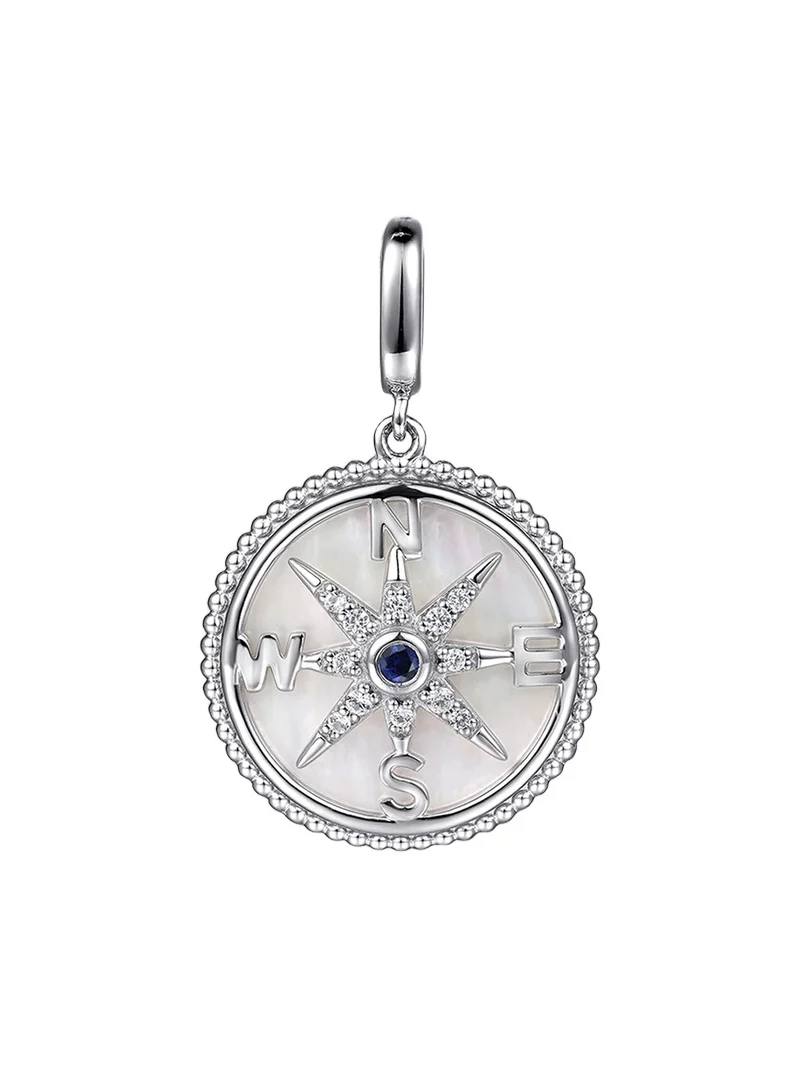 Women's Bujukan Sterling Silver, Mother-Of-Pearl & Sapphire Compass Pendant