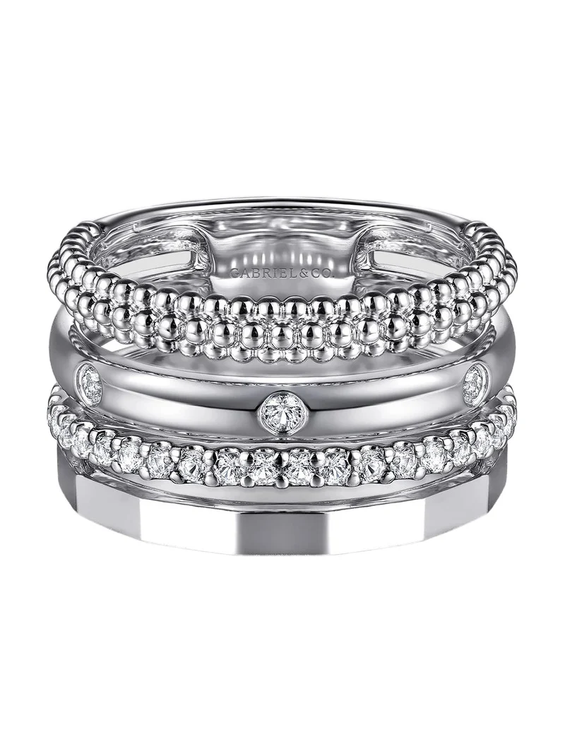 Women's Bujukan Sterling Silver & White Sapphire Multi-Band Ring