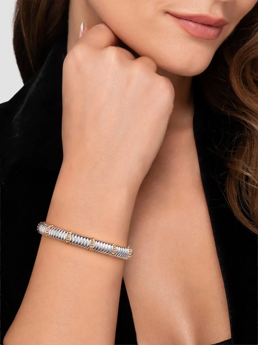 Gabriel & Co Women's Bujukan Sterling Silver & 14K Yellow Gold Textured Bangle | Thumbnail 2 Gabriel & Co Women's Bujukan Sterling Silver & 14K Yellow Gold Textured Bangle | Thumbnail 2