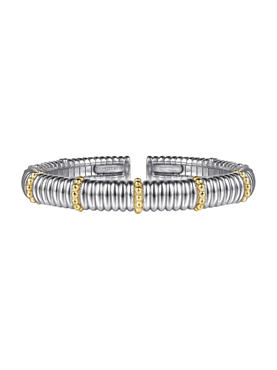 Women's Bujukan Sterling Silver & 14K Yellow Gold Textured Bangle Women's Bujukan Sterling Silver & 14K Yellow Gold Textured Bangle