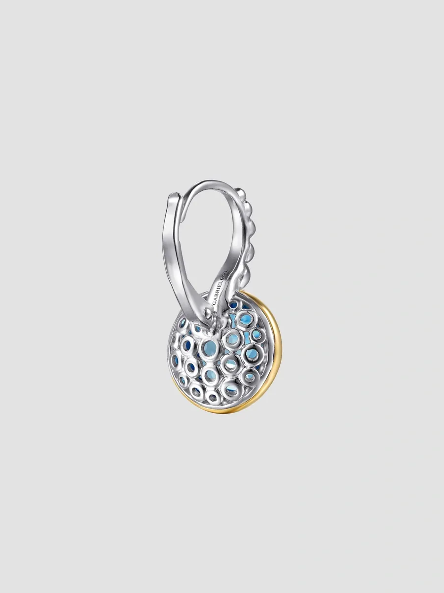 Gabriel & Co Women's Bujukan Sterling Silver, 14K Yellow Gold & Swiss Blue Topaz Drop Earrings | Thumbnail 3