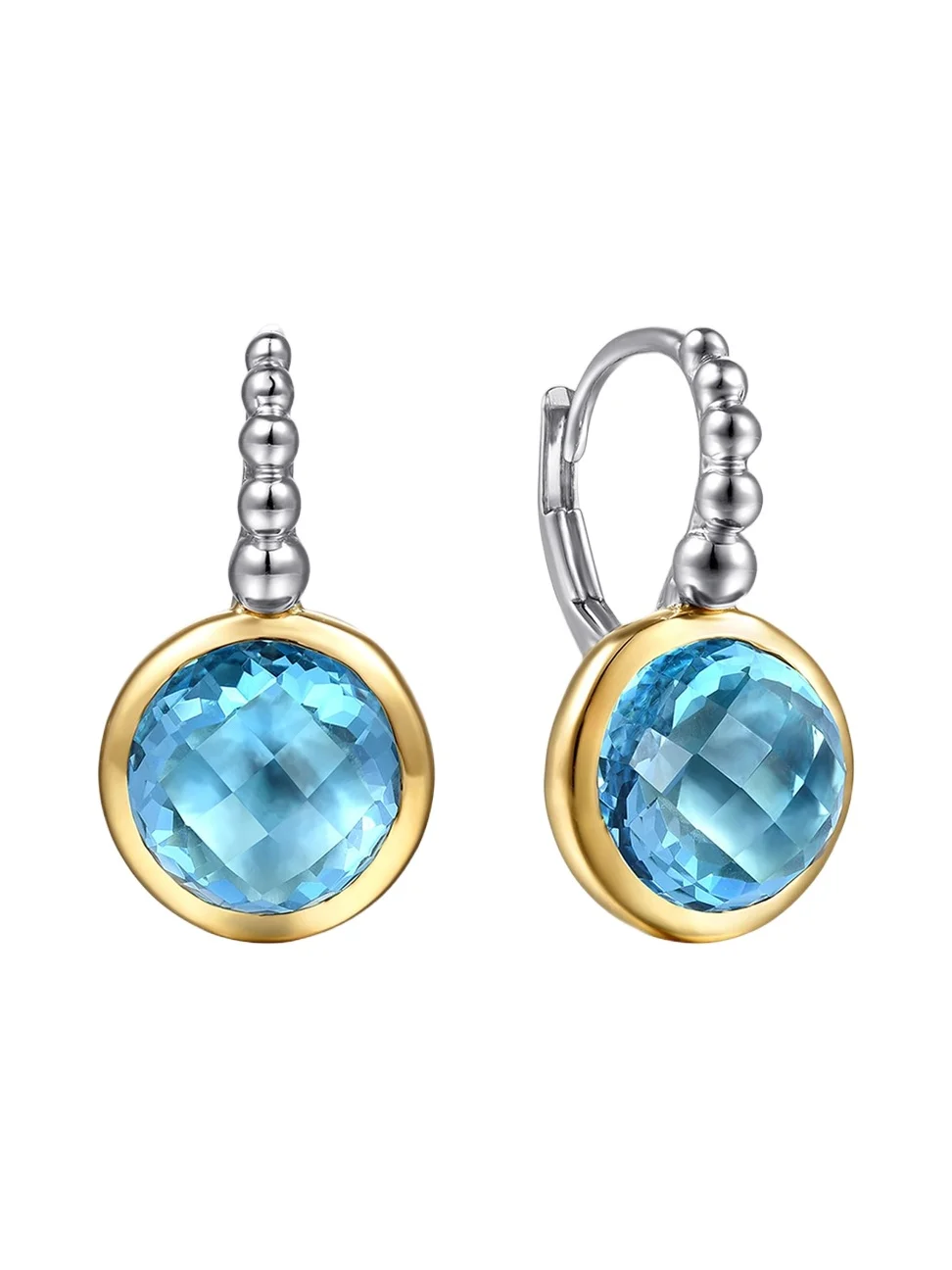 Gabriel & Co Women's Bujukan Sterling Silver, 14K Yellow Gold & Swiss Blue Topaz Drop Earrings