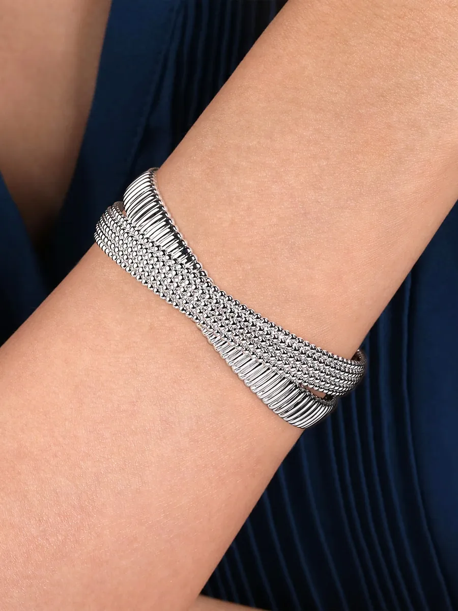 Gabriel & Co Women's Bujukan Sterling Silver Mixed-Texture Cuff | Thumbnail 2