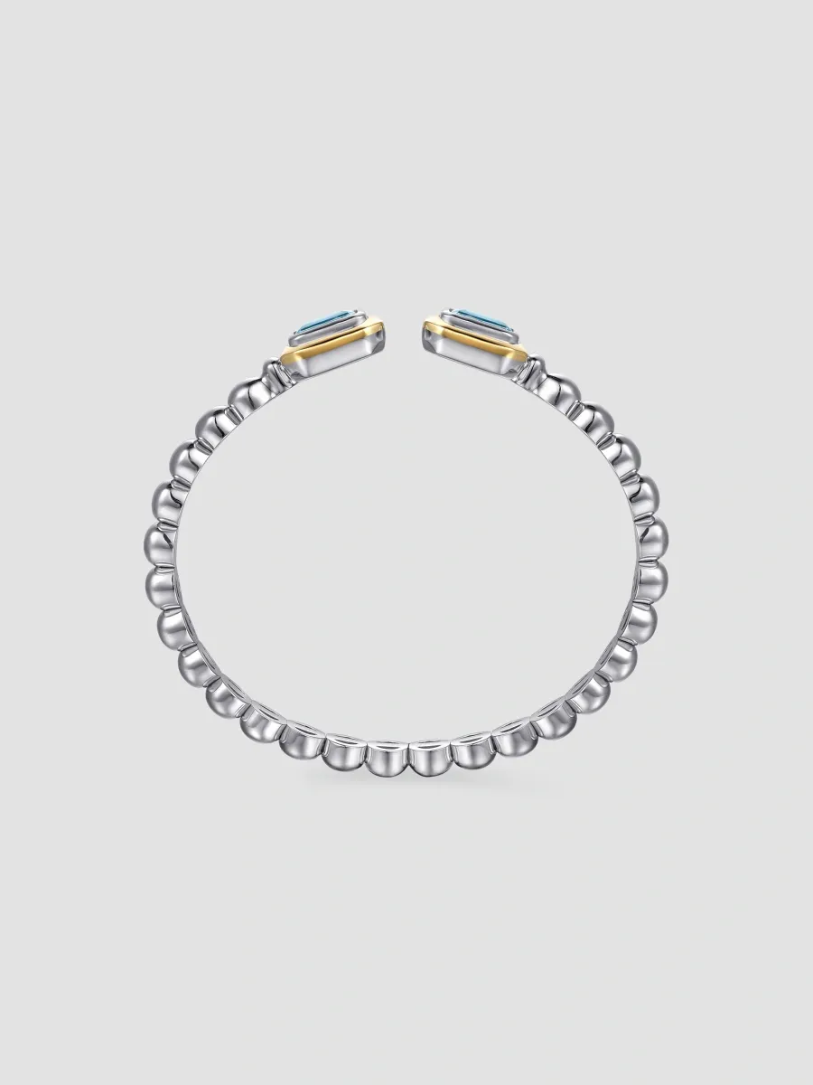 Gabriel & Co Women's Bujukan 14K Yellow Gold, Sterling Silver & Octagon Blue Topaz Bangle Bracelet | Thumbnail 4 Gabriel & Co Women's Bujukan 14K Yellow Gold, Sterling Silver & Octagon Blue Topaz Bangle Bracelet | Thumbnail 4