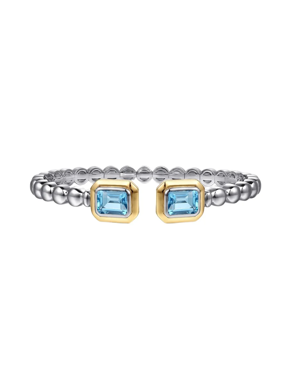 Women's Bujukan 14K Yellow Gold, Sterling Silver & Octagon Blue Topaz Bangle Bracelet