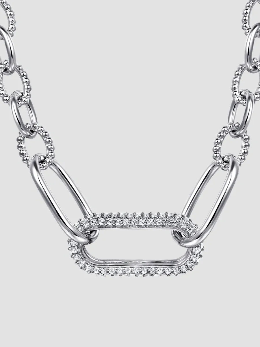 Gabriel & Co Women's Bujukan Sterling Silver & White Sapphire Oval-Link Chain Necklace | Thumbnail 4 Gabriel & Co Women's Bujukan Sterling Silver & White Sapphire Oval-Link Chain Necklace | Thumbnail 4