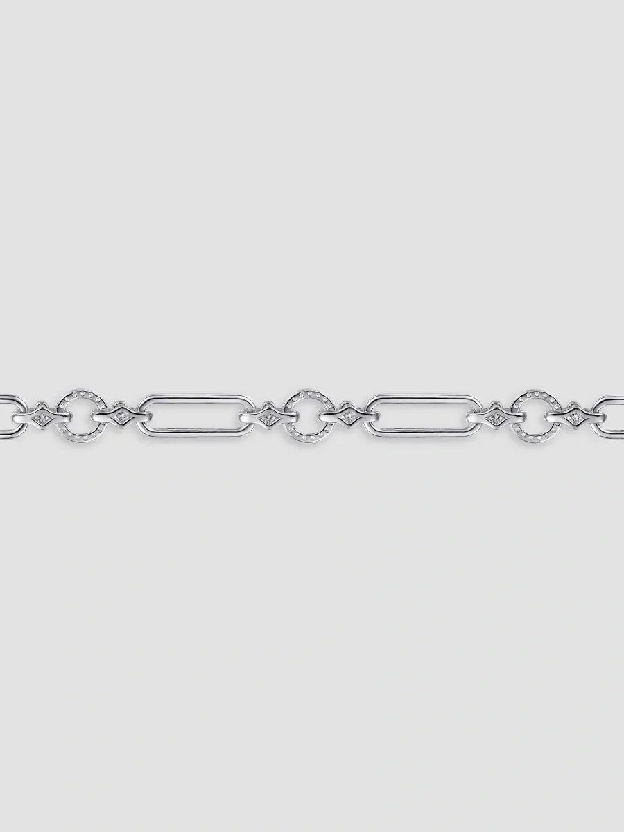Gabriel & Co Women's Bujukan Sterling Silver, 14K Yellow Gold & White Sapphire Mixed-Link Chain Bracelet | Thumbnail 3 Gabriel & Co Women's Bujukan Sterling Silver, 14K Yellow Gold & White Sapphire Mixed-Link Chain Bracelet | Thumbnail 3