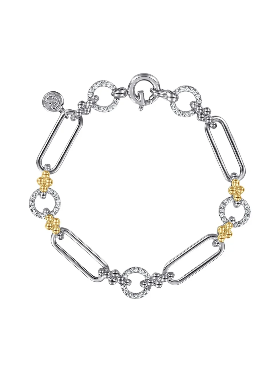 Women's Bujukan Sterling Silver, 14K Yellow Gold & White Sapphire Mixed-Link Chain Bracelet