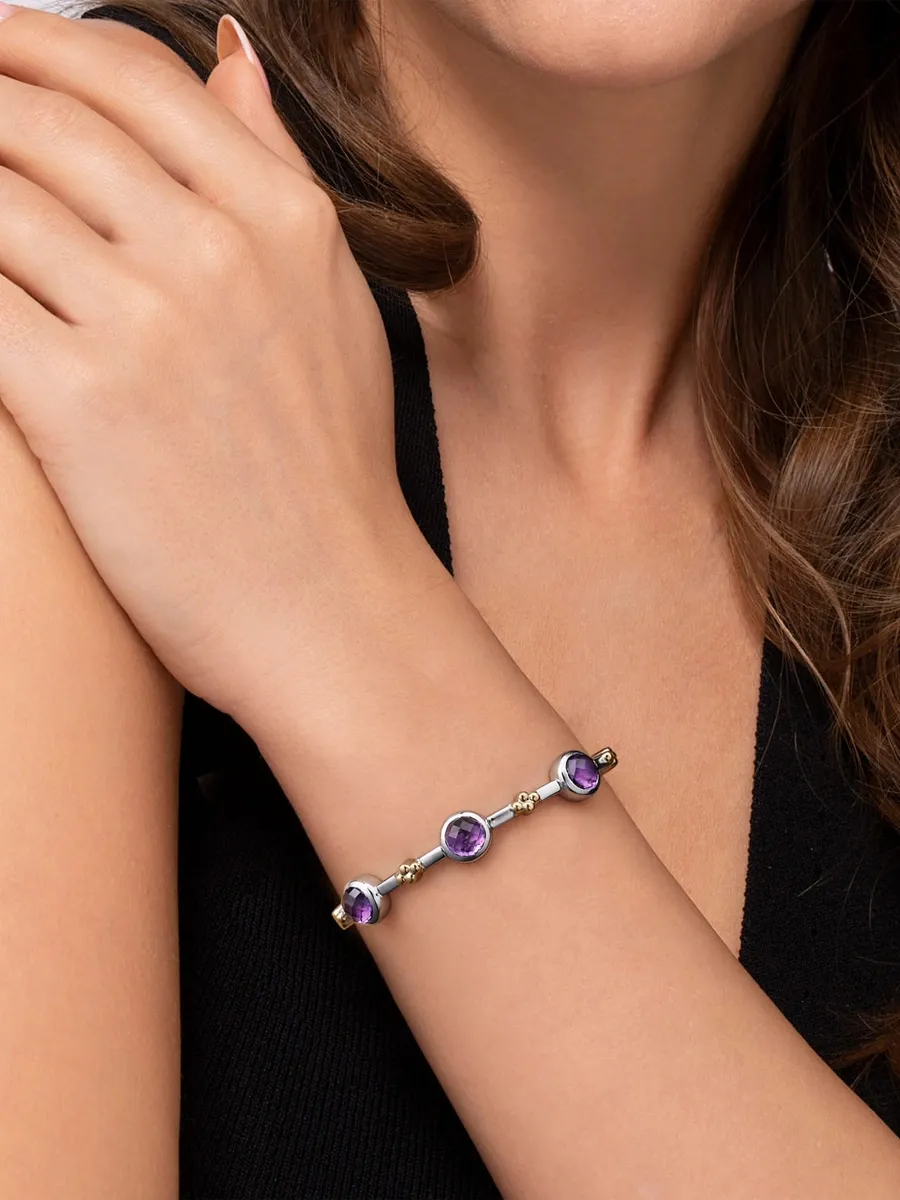 Gabriel & Co Women's Bujukan Sterling Silver, 14K Yellow Gold & Amethyst Cuff/6" - Two Tone | Thumbnail 2 Gabriel & Co Women's Bujukan Sterling Silver, 14K Yellow Gold & Amethyst Cuff/6" - Two Tone | Thumbnail 2