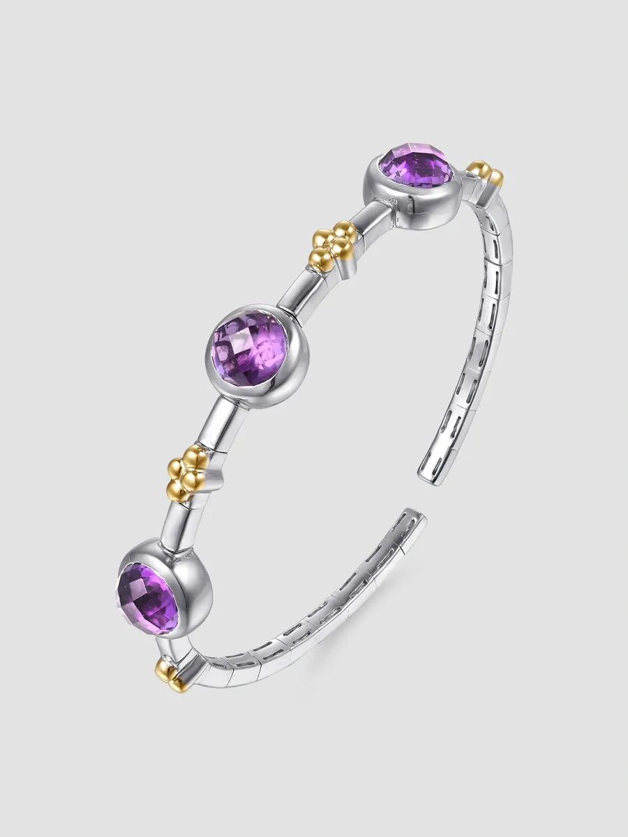 Gabriel & Co Women's Bujukan Sterling Silver, 14K Yellow Gold & Amethyst Cuff/6" - Two Tone | Thumbnail 3 Gabriel & Co Women's Bujukan Sterling Silver, 14K Yellow Gold & Amethyst Cuff/6" - Two Tone | Thumbnail 3