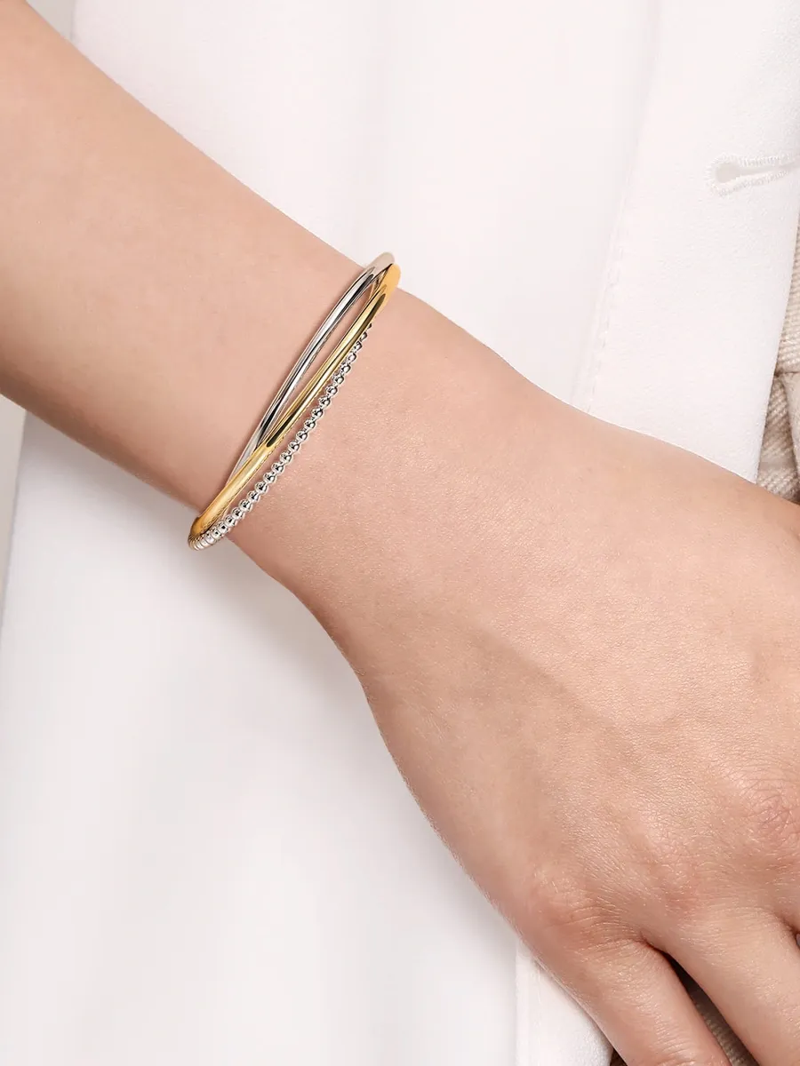 Gabriel & Co Women's Bujukan Sterling Silver & 14K Yellow Gold Triple-Band Cuff/6" | Thumbnail 2 Gabriel & Co Women's Bujukan Sterling Silver & 14K Yellow Gold Triple-Band Cuff/6" | Thumbnail 2