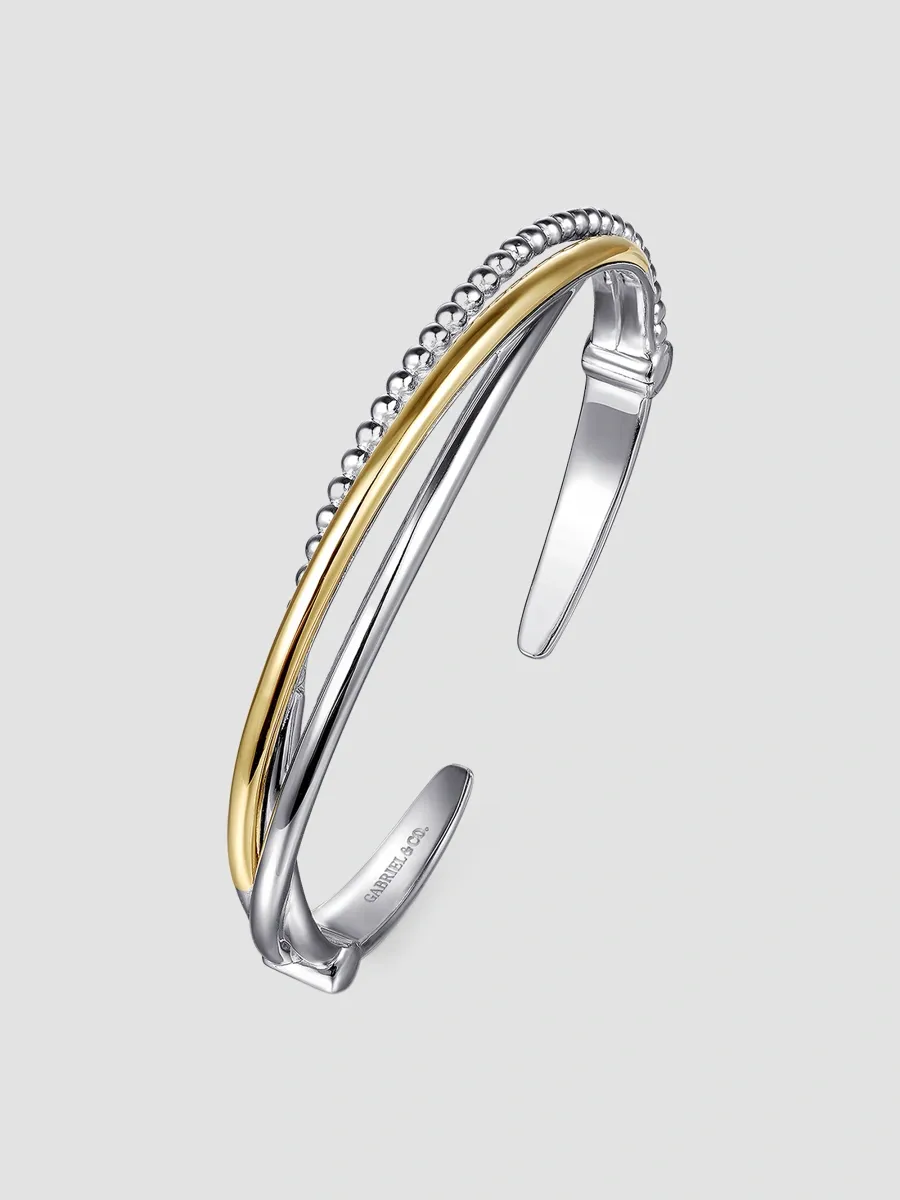 Gabriel & Co Women's Bujukan Sterling Silver & 14K Yellow Gold Triple-Band Cuff/6" | Thumbnail 3 Gabriel & Co Women's Bujukan Sterling Silver & 14K Yellow Gold Triple-Band Cuff/6" | Thumbnail 3