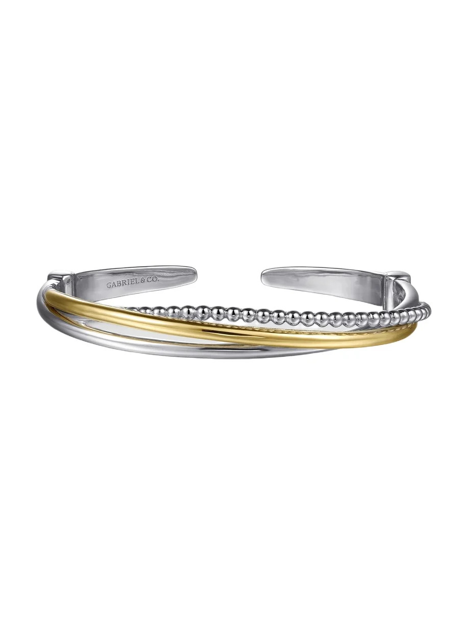 Gabriel & Co Women's Bujukan Sterling Silver & 14K Yellow Gold Triple-Band Cuff/6"