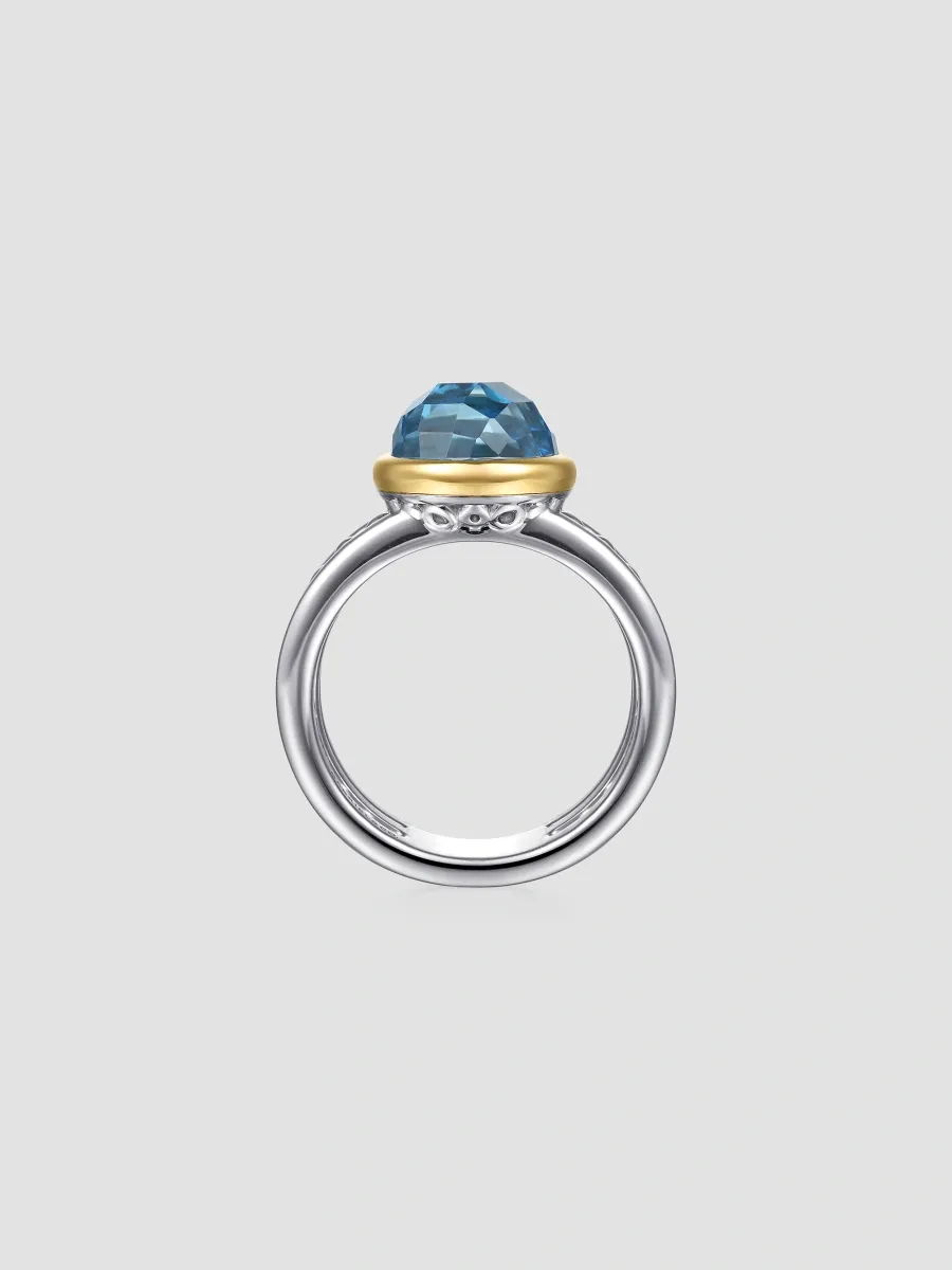 Gabriel & Co Women's Bujukan Sterling Silver, 14K Yellow Gold & Swiss Blue Topaz Ring | Thumbnail 4 Gabriel & Co Women's Bujukan Sterling Silver, 14K Yellow Gold & Swiss Blue Topaz Ring | Thumbnail 4