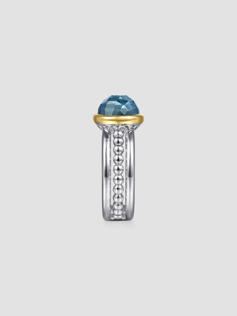 Gabriel & Co Women's Bujukan Sterling Silver, 14K Yellow Gold & Swiss Blue Topaz Ring | Thumbnail 5 Gabriel & Co Women's Bujukan Sterling Silver, 14K Yellow Gold & Swiss Blue Topaz Ring | Thumbnail 5