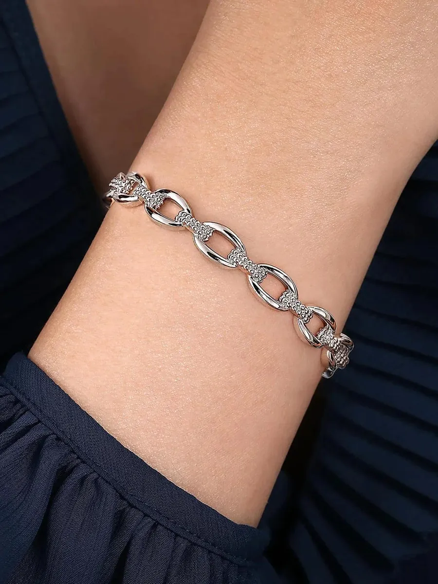 Gabriel & Co Women's Bujukan Sterling Silver Oval Link Cuff Bracelet | Thumbnail 2 Gabriel & Co Women's Bujukan Sterling Silver Oval Link Cuff Bracelet | Thumbnail 2