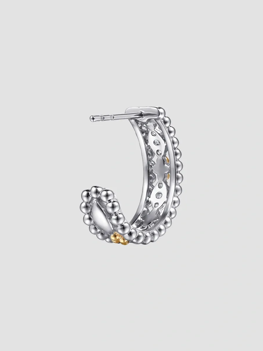 Gabriel & Co Women's Bujukan Sterling Silver, 14K Yellow Gold & White Sapphire Hoop Earrings | Thumbnail 3