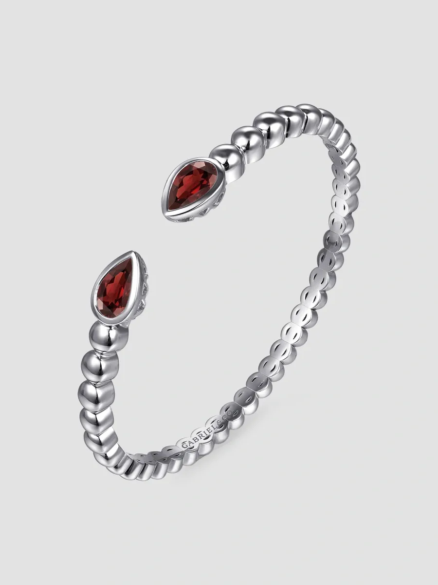 Gabriel & Co Women's Bujukan Sterling Silver & Garnet Beaded Cuff/6" | Thumbnail 2
