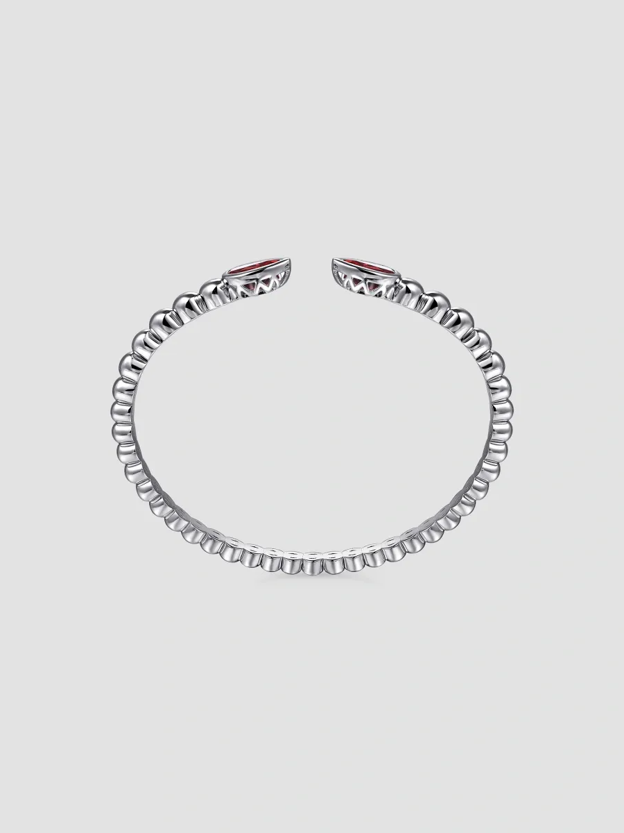 Gabriel & Co Women's Bujukan Sterling Silver & Garnet Beaded Cuff/6" | Thumbnail 3