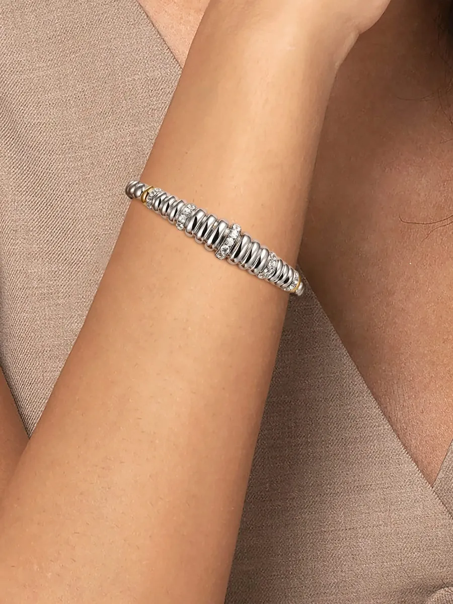 Gabriel & Co Women's Bujukan Sterling Silver, 14K Yellow Gold & White Sapphire Cuff | Thumbnail 2 Gabriel & Co Women's Bujukan Sterling Silver, 14K Yellow Gold & White Sapphire Cuff | Thumbnail 2