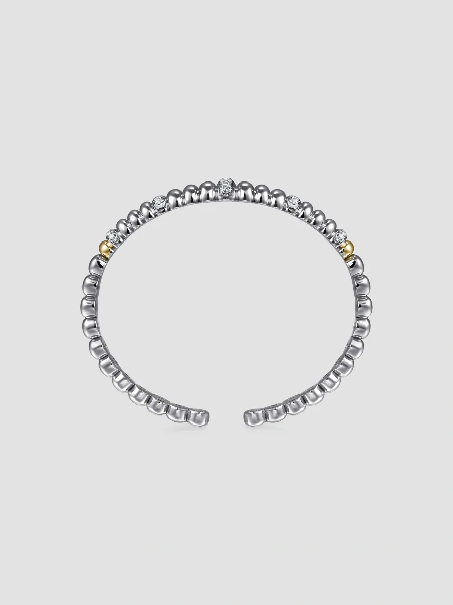 Gabriel & Co Women's Bujukan Sterling Silver, 14K Yellow Gold & White Sapphire Cuff | Thumbnail 4 Gabriel & Co Women's Bujukan Sterling Silver, 14K Yellow Gold & White Sapphire Cuff | Thumbnail 4