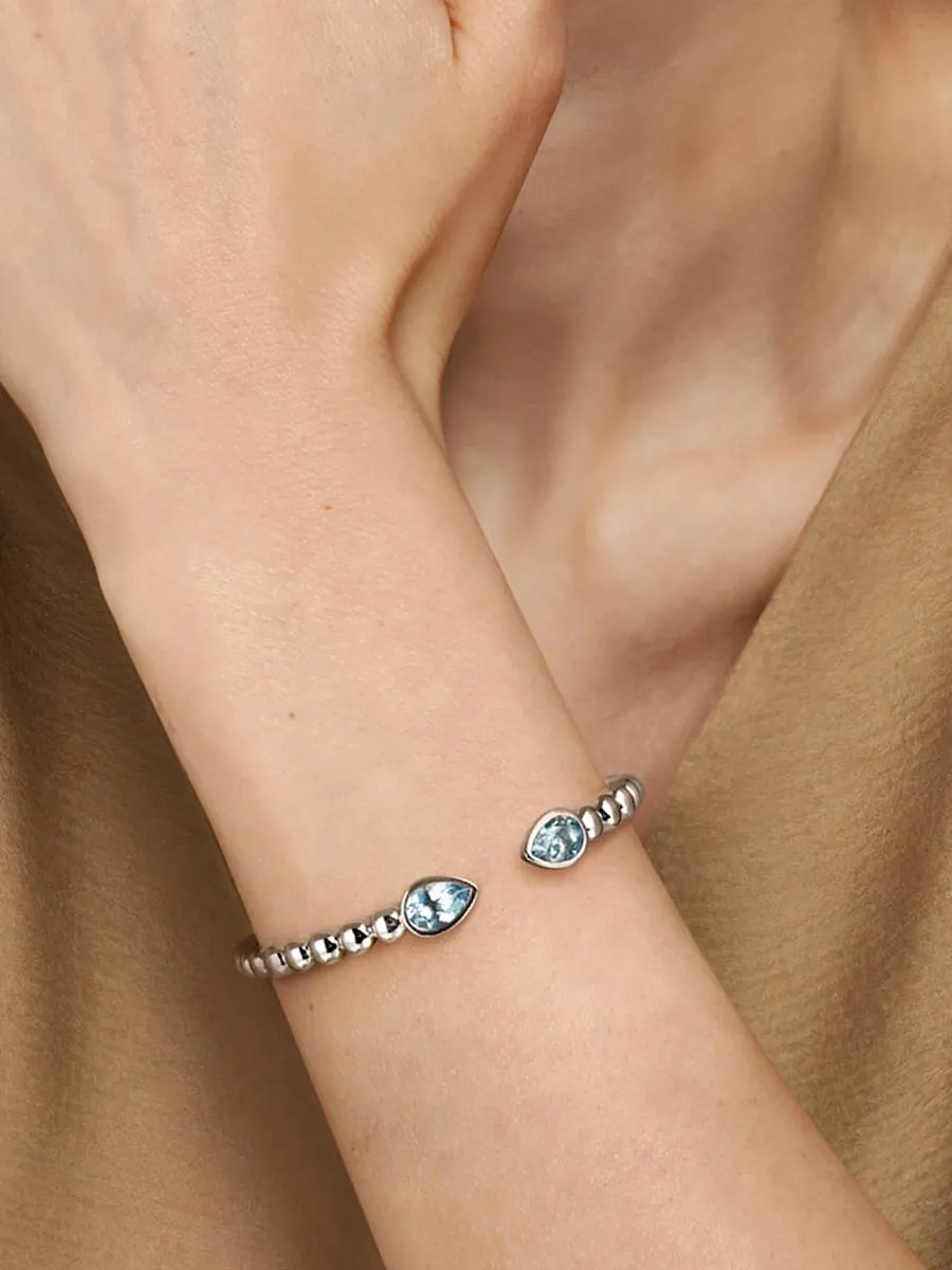 Gabriel & Co Women's Bujukan Sterling Silver & Swiss Blue Topaz Cuff/6" | Thumbnail 3