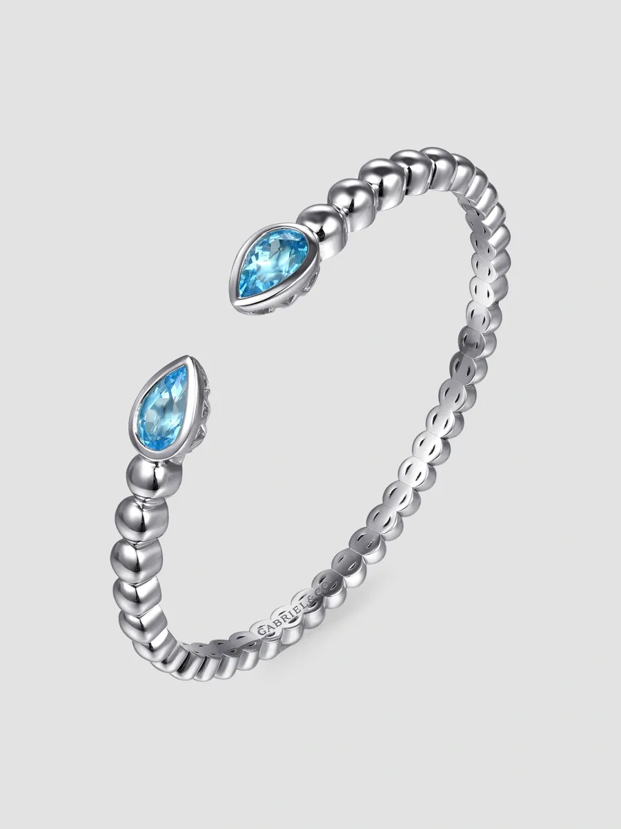 Gabriel & Co Women's Bujukan Sterling Silver & Swiss Blue Topaz Cuff/6" | Thumbnail 4
