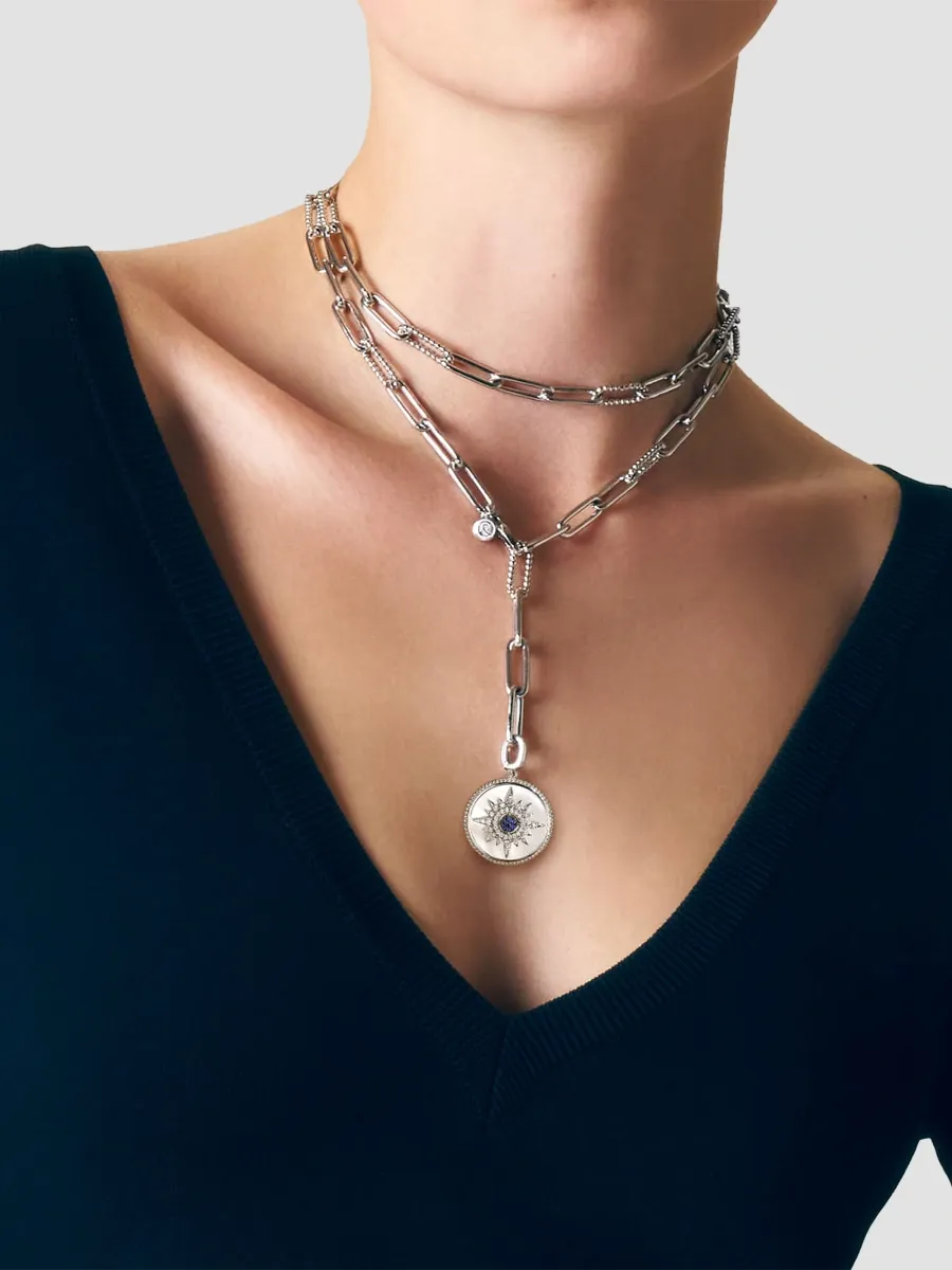 Gabriel & Co Women's Bujukan Sterling Silver, Mother-Of-Pearl & Sapphire Starburst Pendant | Thumbnail 3 Gabriel & Co Women's Bujukan Sterling Silver, Mother-Of-Pearl & Sapphire Starburst Pendant | Thumbnail 3