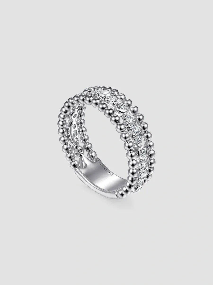 Gabriel & Co Women's Bujukan Sterling Silver & White Sapphire Triple-Band Ring | Thumbnail 3