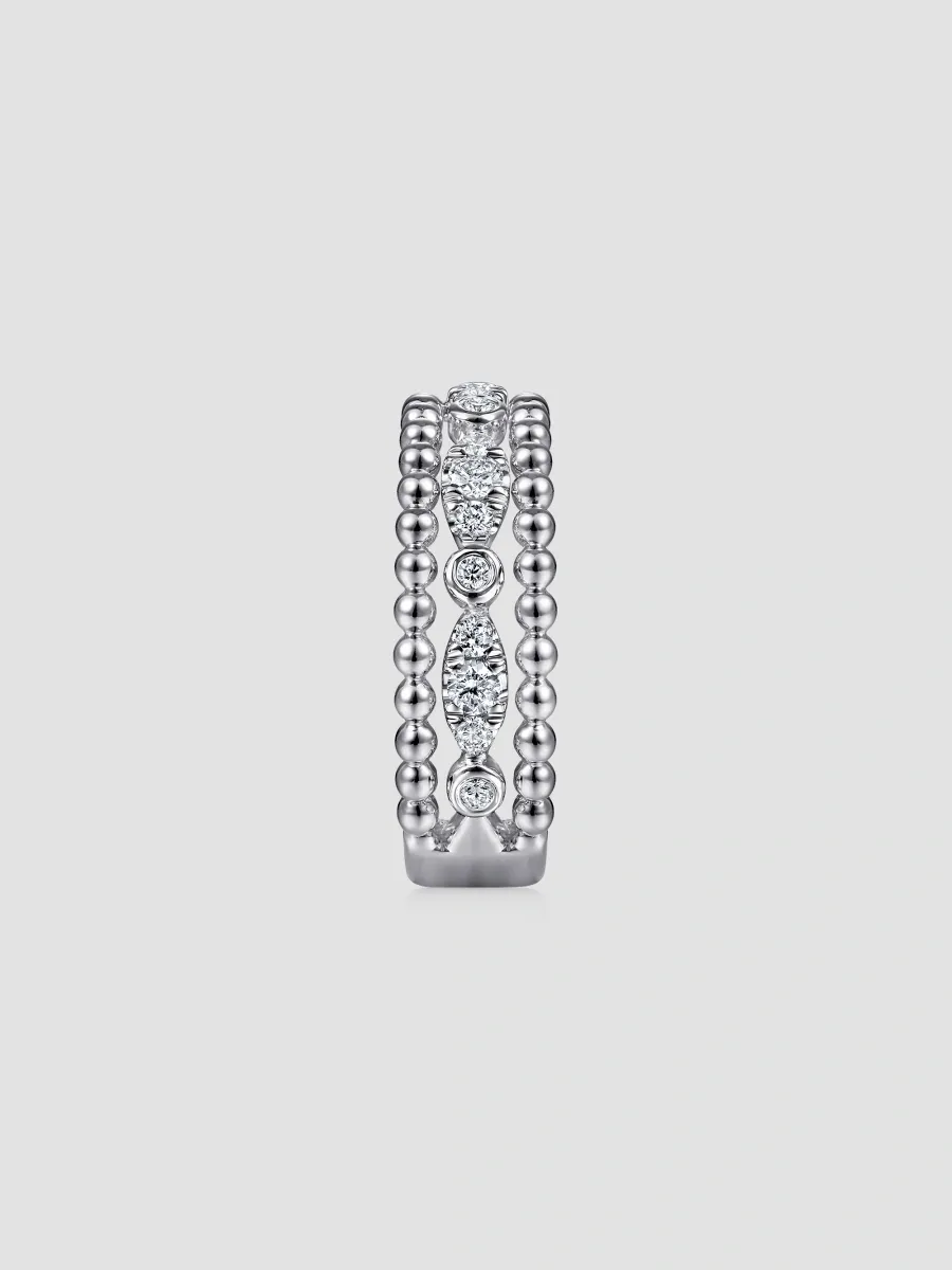 Gabriel & Co Women's Bujukan Sterling Silver & White Sapphire Triple-Band Ring | Thumbnail 4