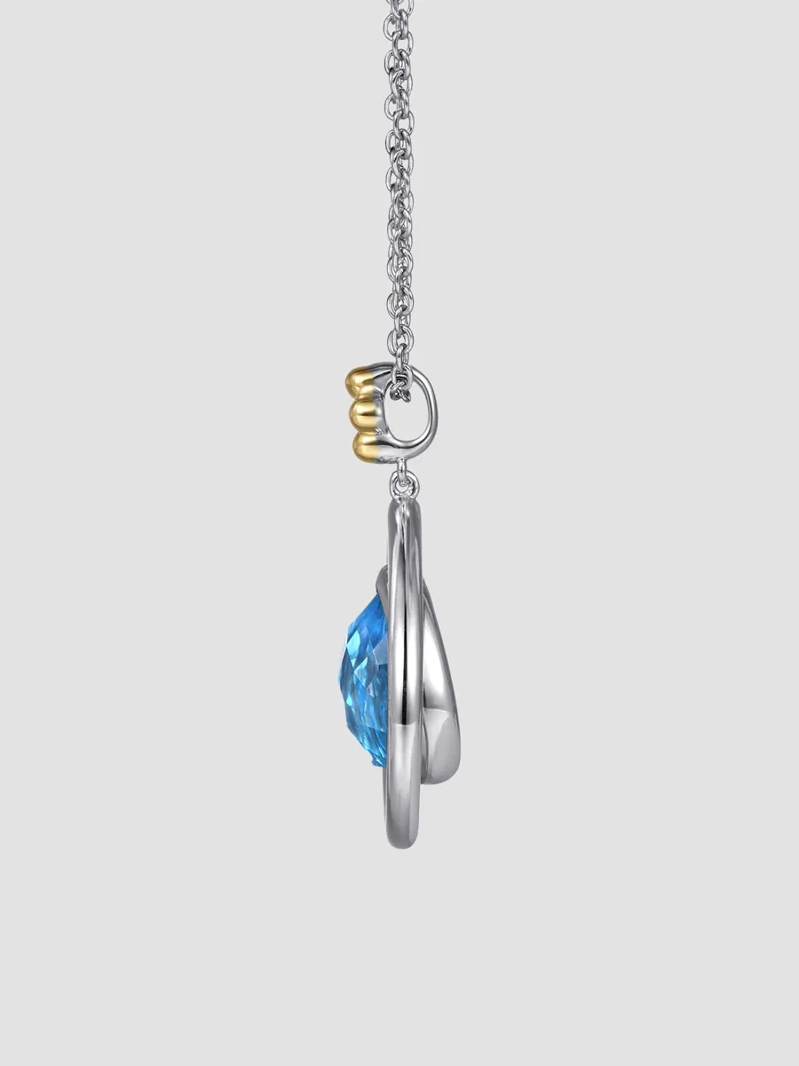 Gabriel & Co Women's Bujukan Sterling Silver, 14K Yellow Gold & Swiss Blue Topaz Pendant Necklace | Thumbnail 3 Gabriel & Co Women's Bujukan Sterling Silver, 14K Yellow Gold & Swiss Blue Topaz Pendant Necklace | Thumbnail 3