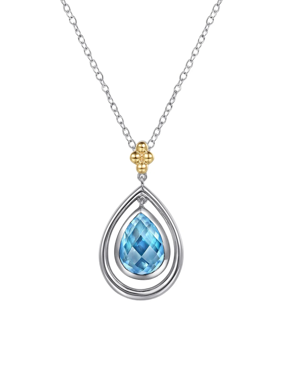 Women's Bujukan Sterling Silver, 14K Yellow Gold & Swiss Blue Topaz Pendant Necklace Women's Bujukan Sterling Silver, 14K Yellow Gold & Swiss Blue Topaz Pendant Necklace